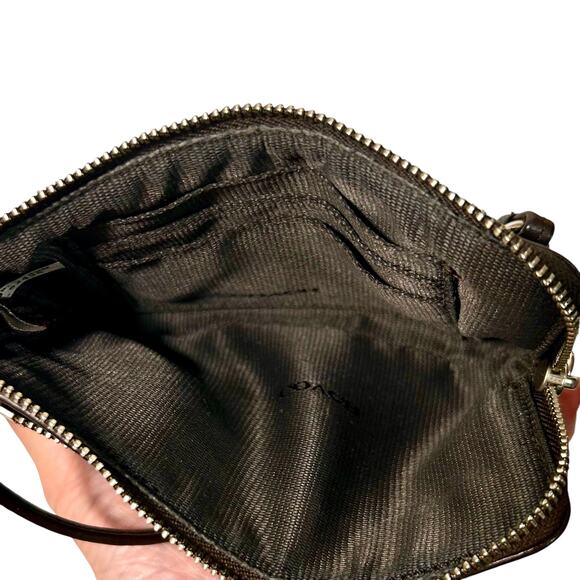 Coach Signature Monogram Double Zipper Wristlet Brown - Picture 4 of 5